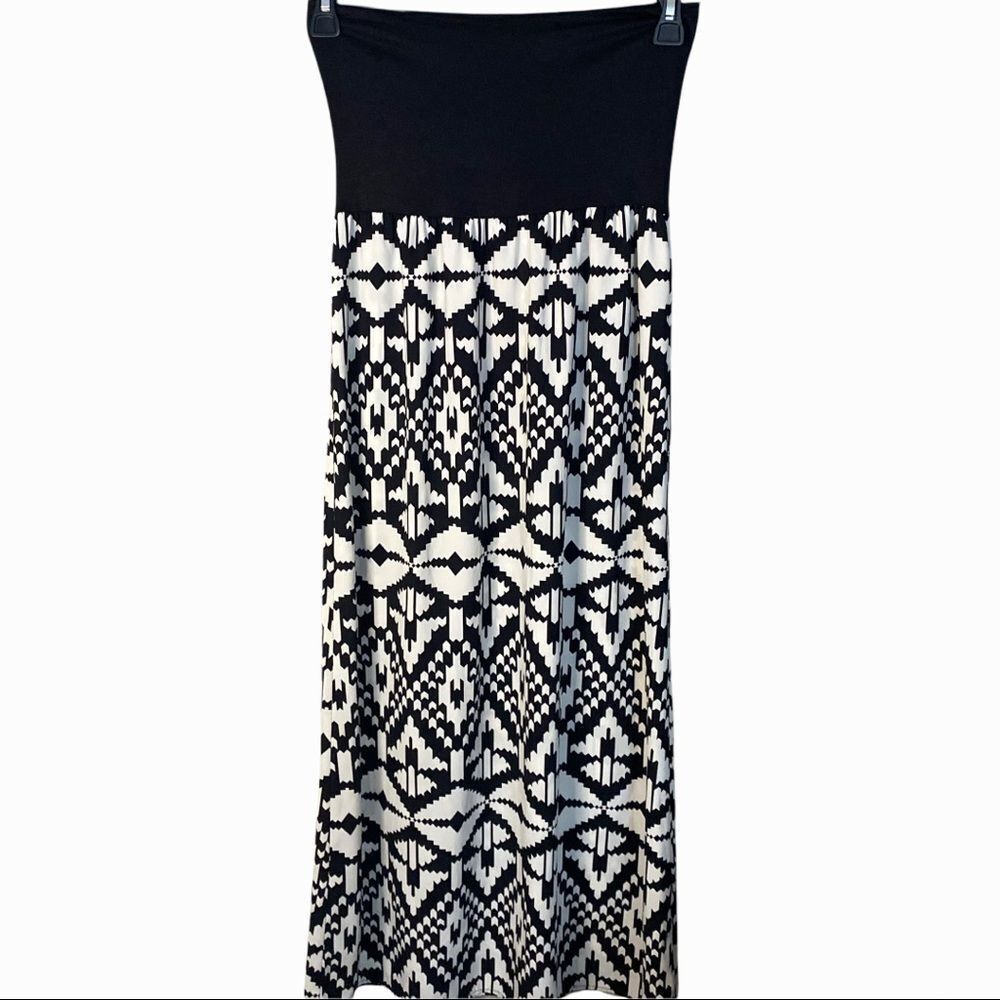 fab'rik Black White Print Long Maxi Skirt